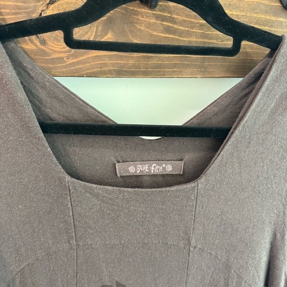 Vintage Blue Fish 1998 Sleeveless Hand Printed Apple Lagenlook Dress One Size - Picture 2 of 11